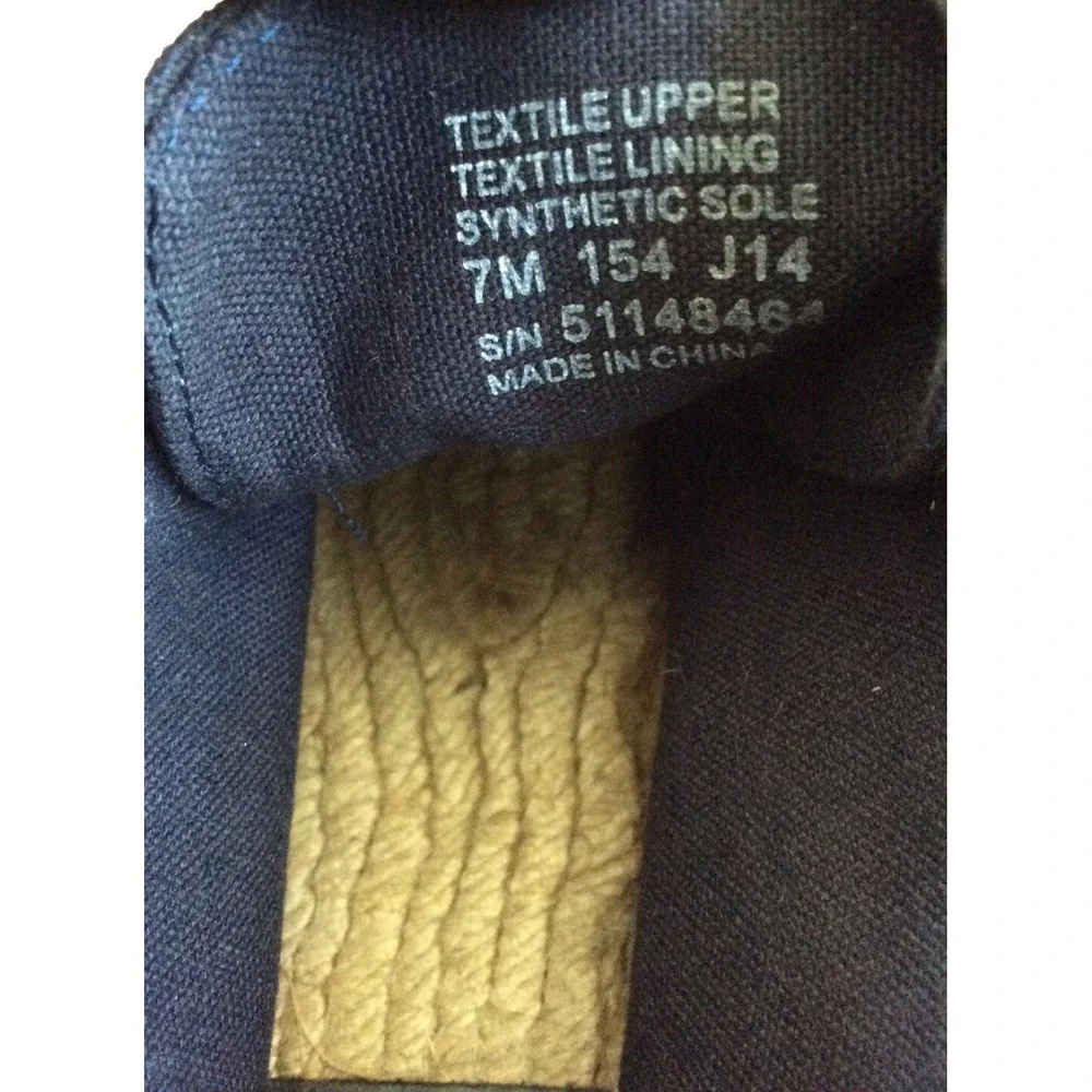 Tory Burch Navy Canvas Espadrille Lace Up Boho Ankle Bootie Flats Sz 7 EUC, $195